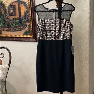 Vince Camuto Black & Gold Sequins Cocktail Dress